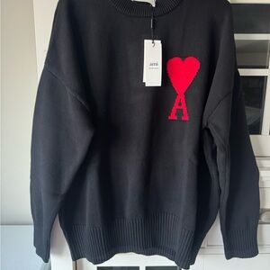 Ami Charcoal Knit with Scarlet Heart Emblem